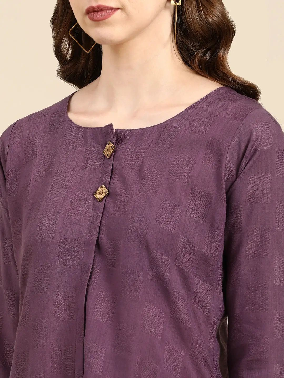 Women's Purple Solid Straight Kurta