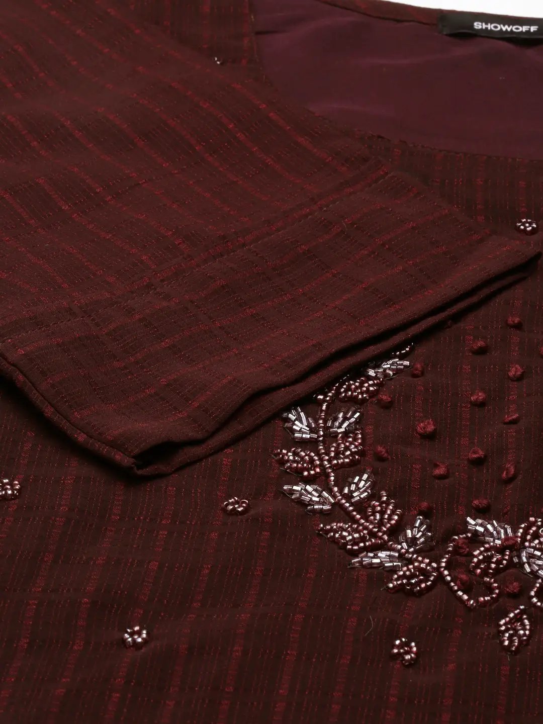 Women's Red Solid Straight Kurta