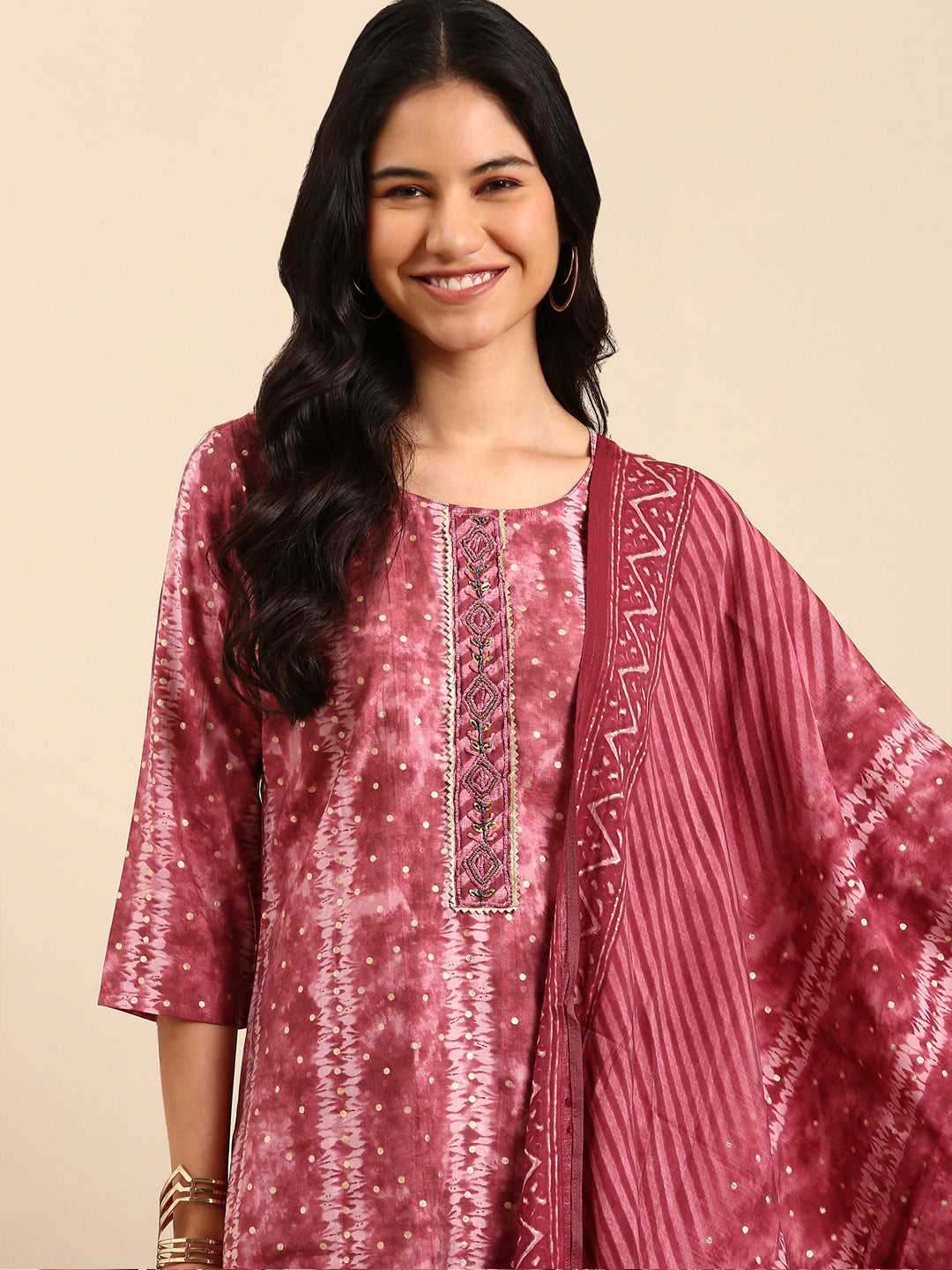 Women's Purple Tie Dye Kurta Set