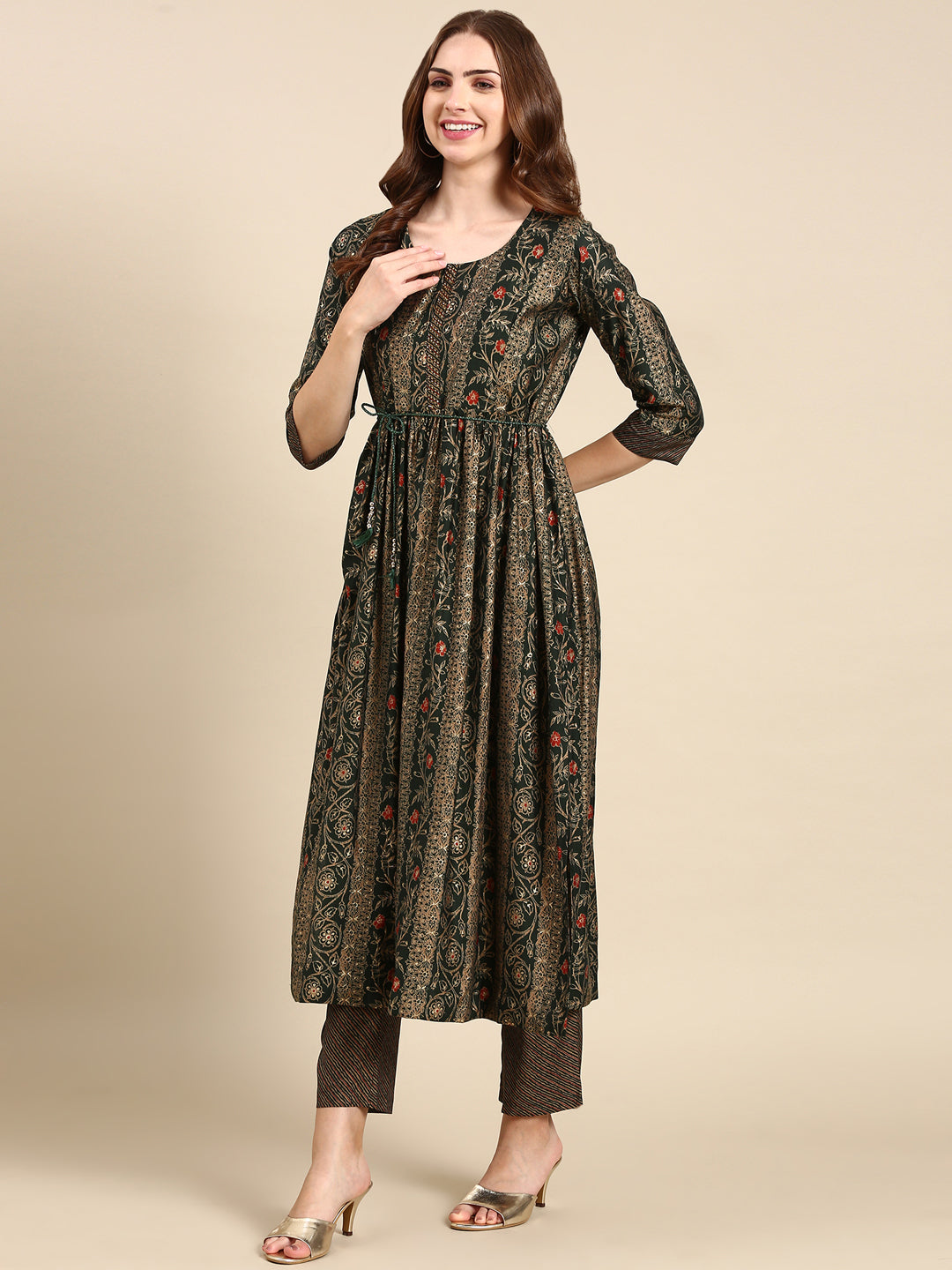 Women's Green Printed Kurta Set