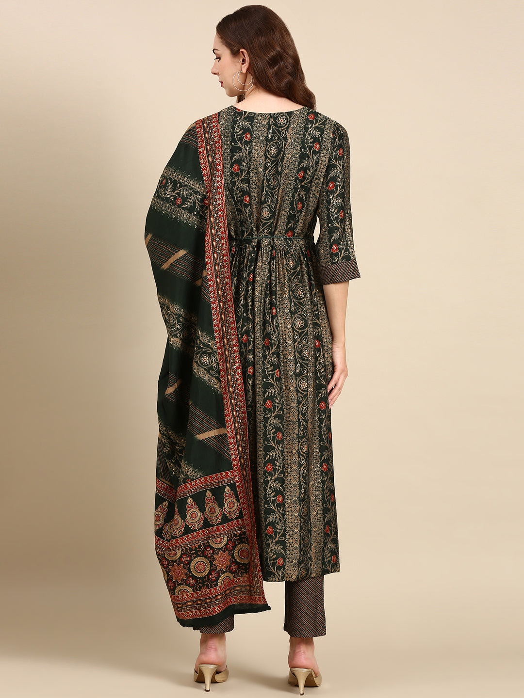 Women's Green Printed Kurta Set