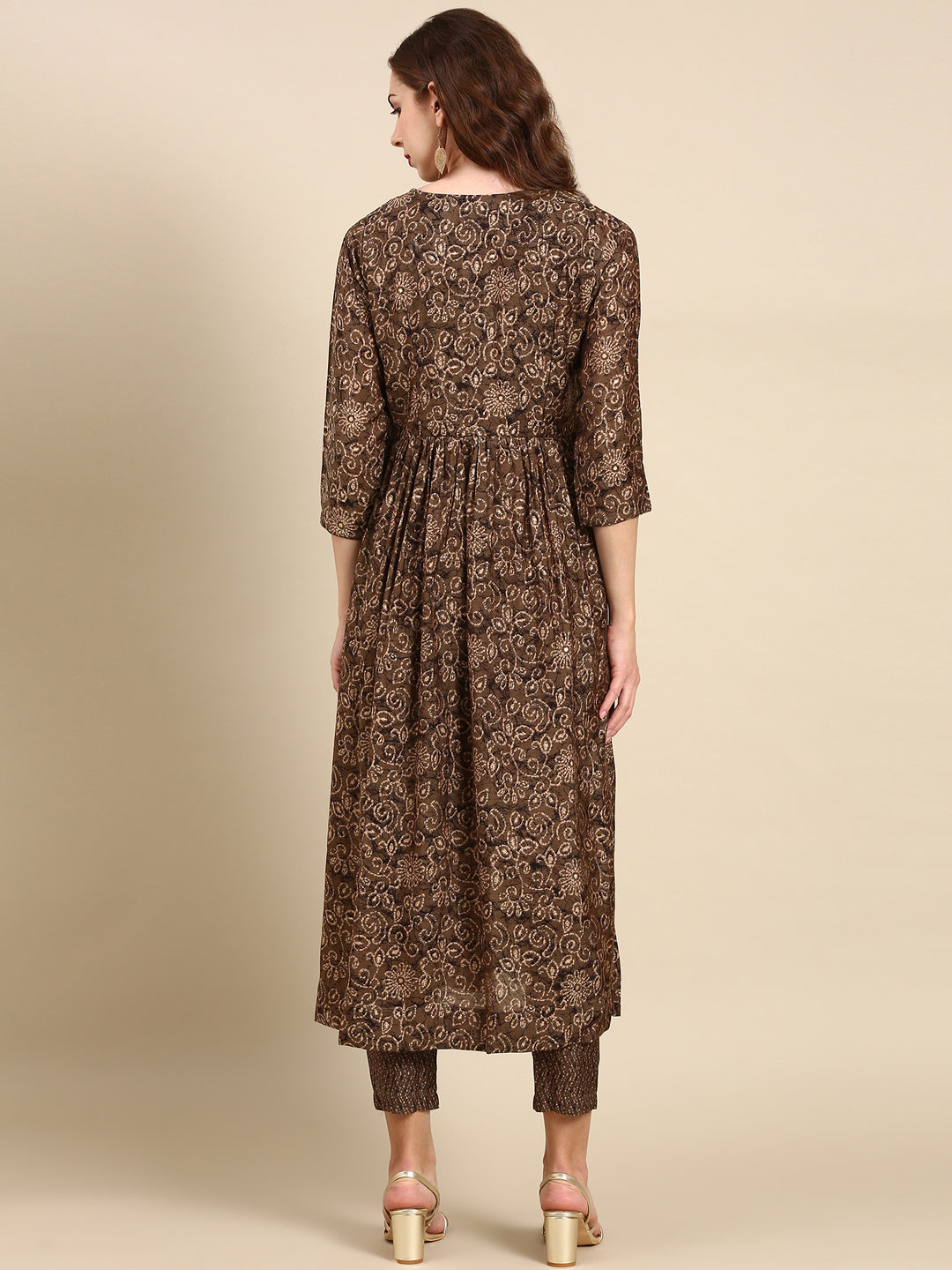 Women's Taupe Printed Kurta Set