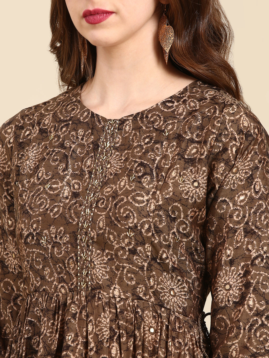 Women's Taupe Printed Kurta Set