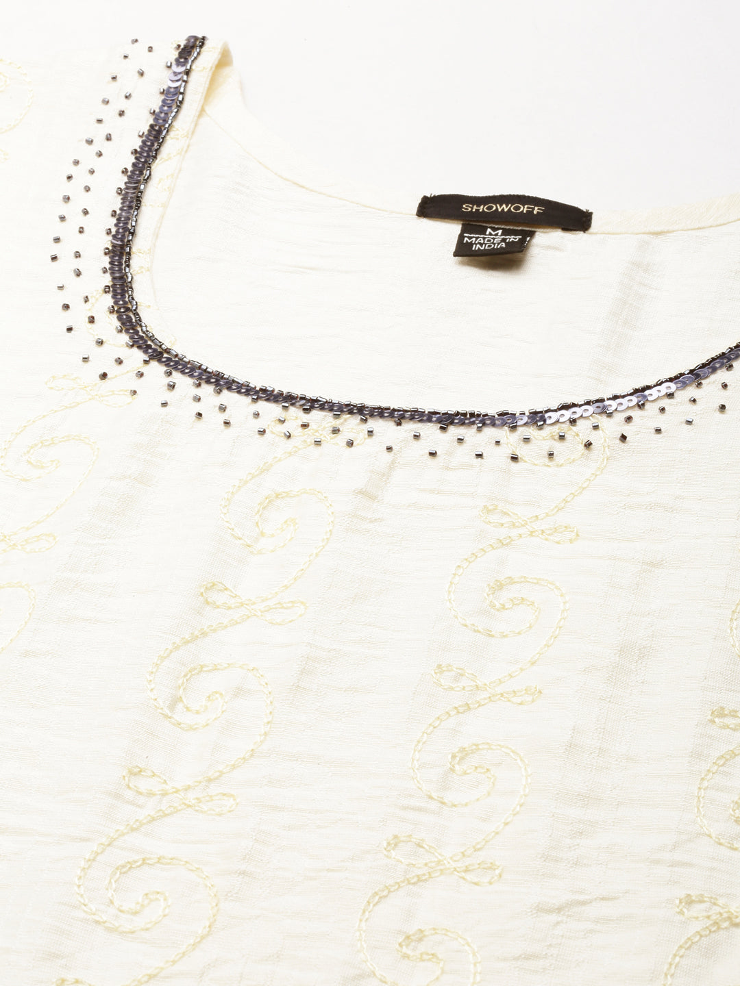 Women's Cream Embroidered Anarkali Kurta