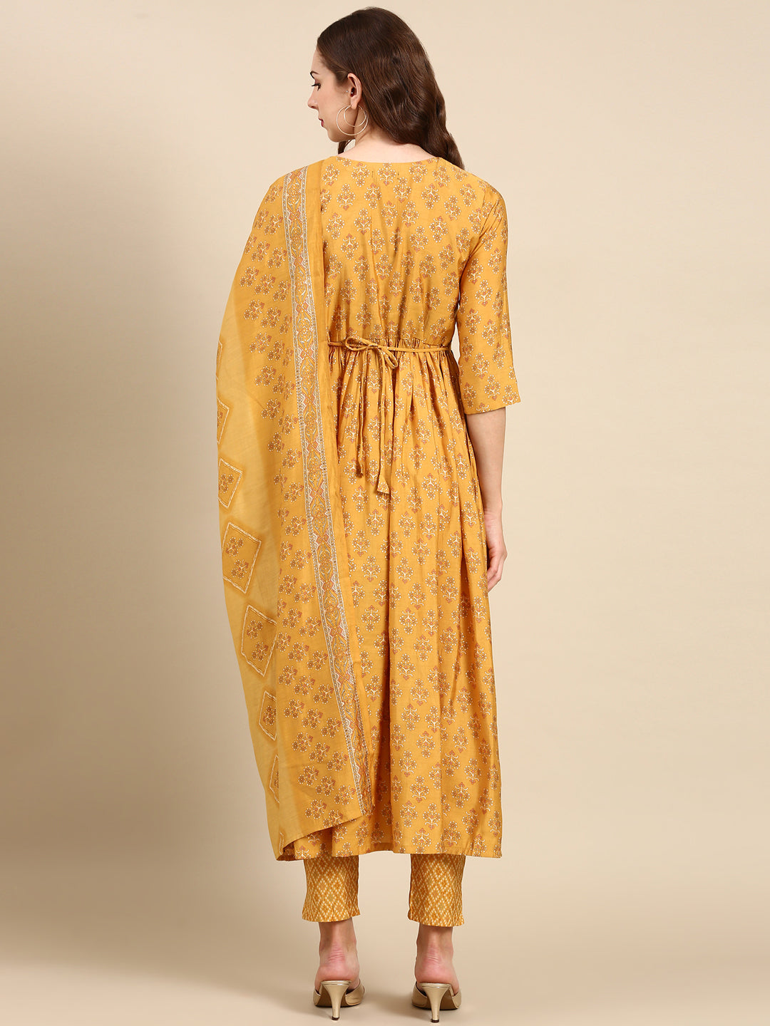 Women's Mustard Printed Kurta Set