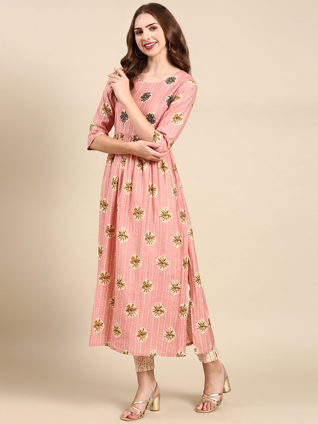 Women's Pink Printed Kurta Set