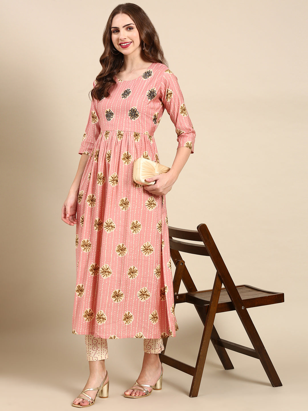 Women's Pink Printed Kurta Set