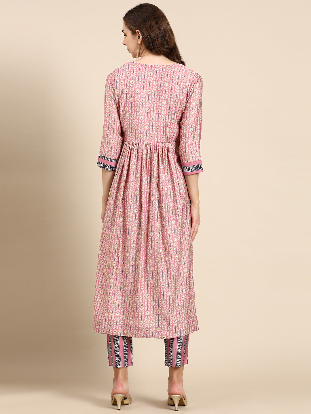 Women's Pink Printed Kurta Set