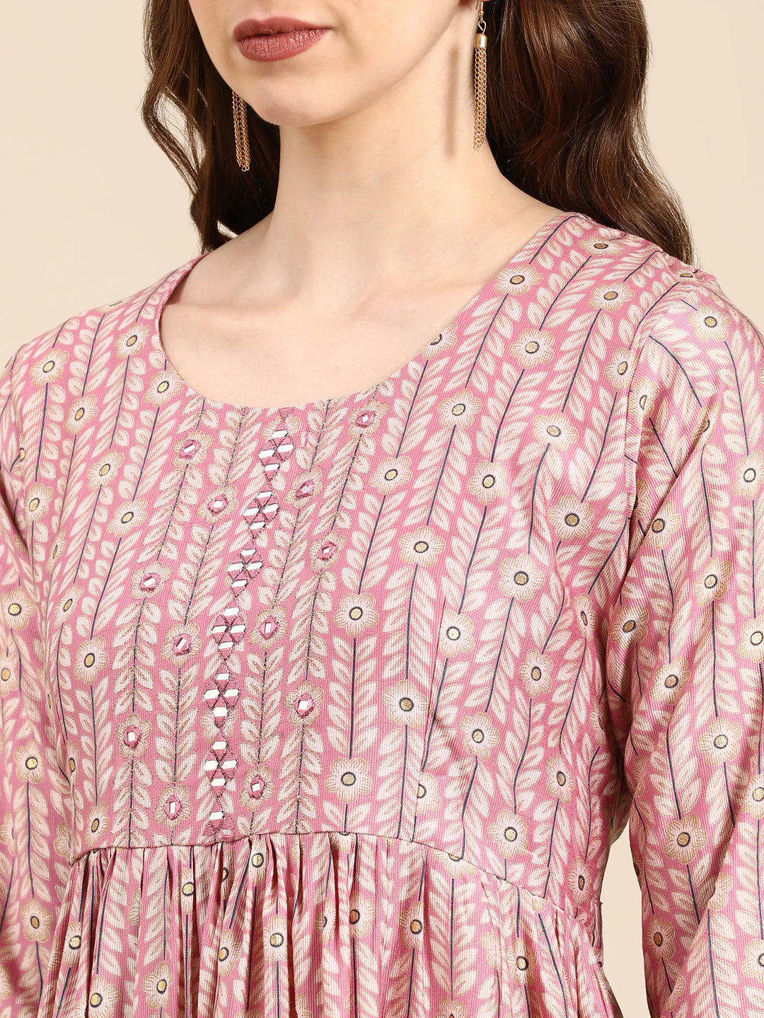 Women's Pink Printed Kurta Set