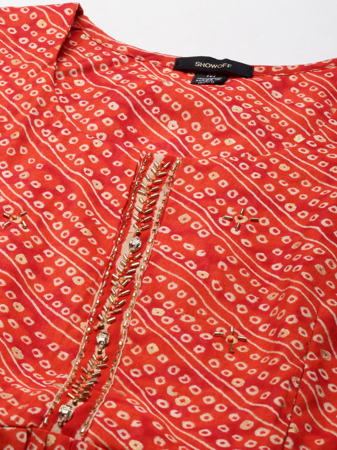 Women's Orange Printed Kurta Set