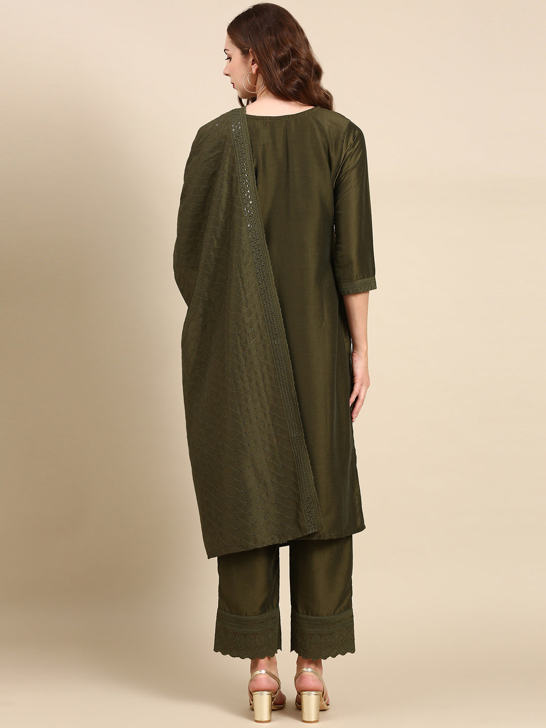 Women's Olive Printed Kurta Set