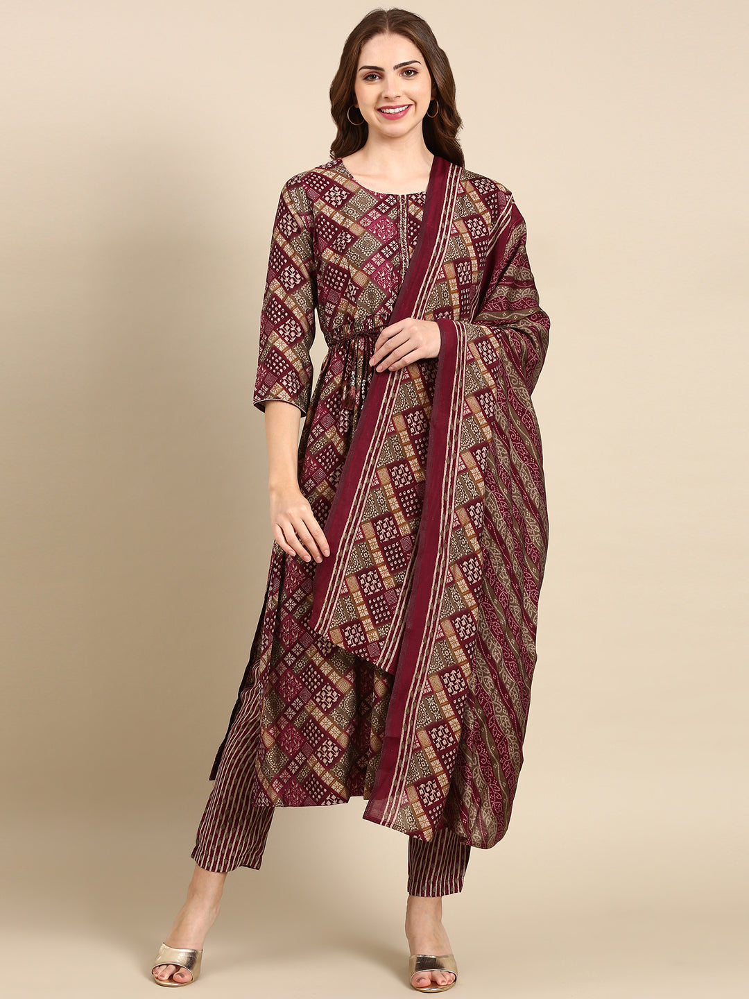 Women's Violet Printed Kurta Set