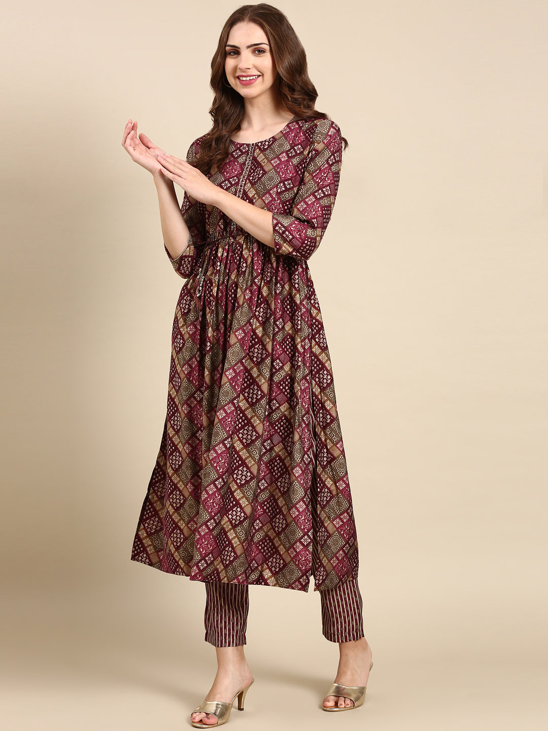 Women's Violet Printed Kurta Set