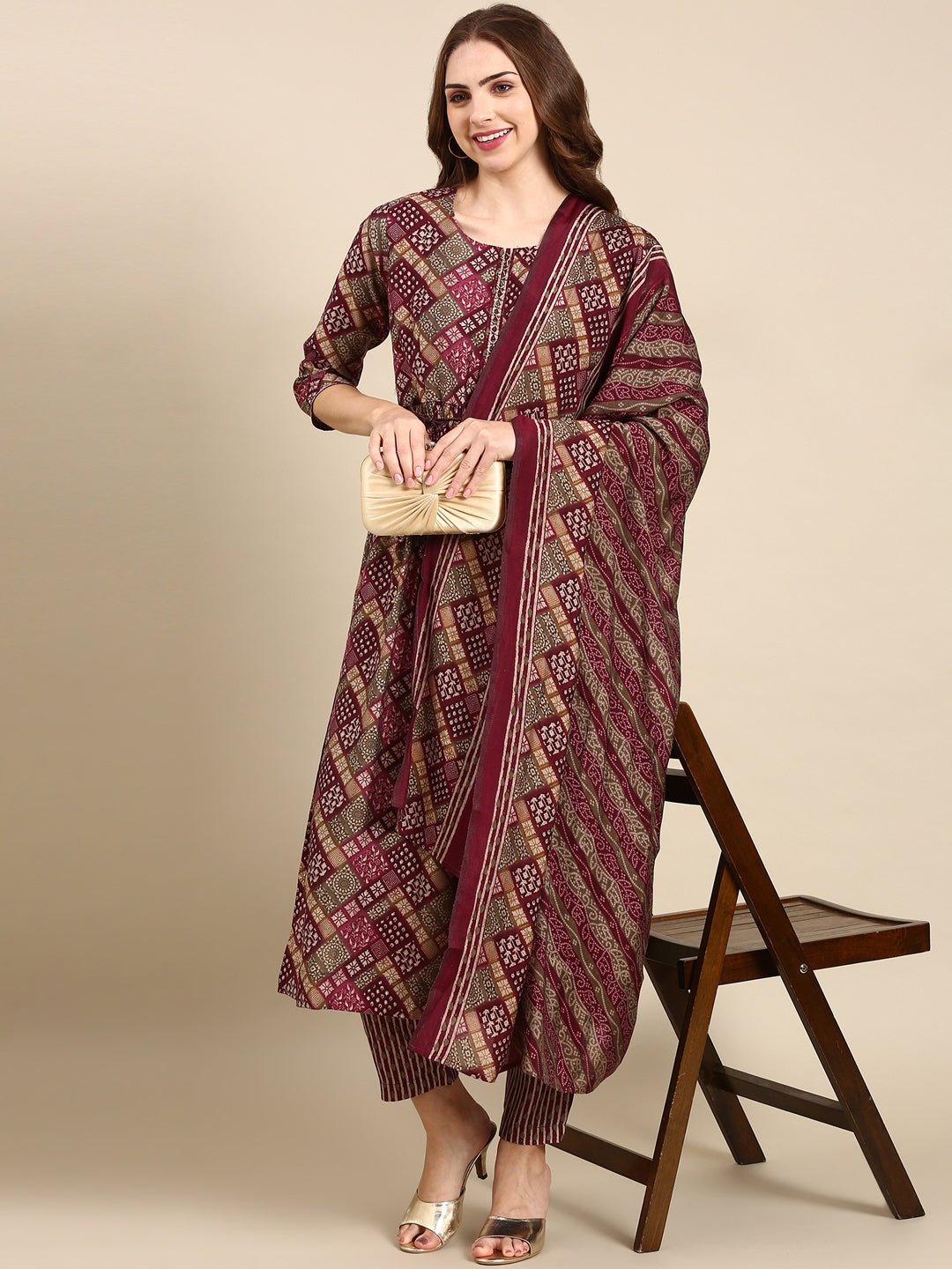 Women's Violet Printed Kurta Set