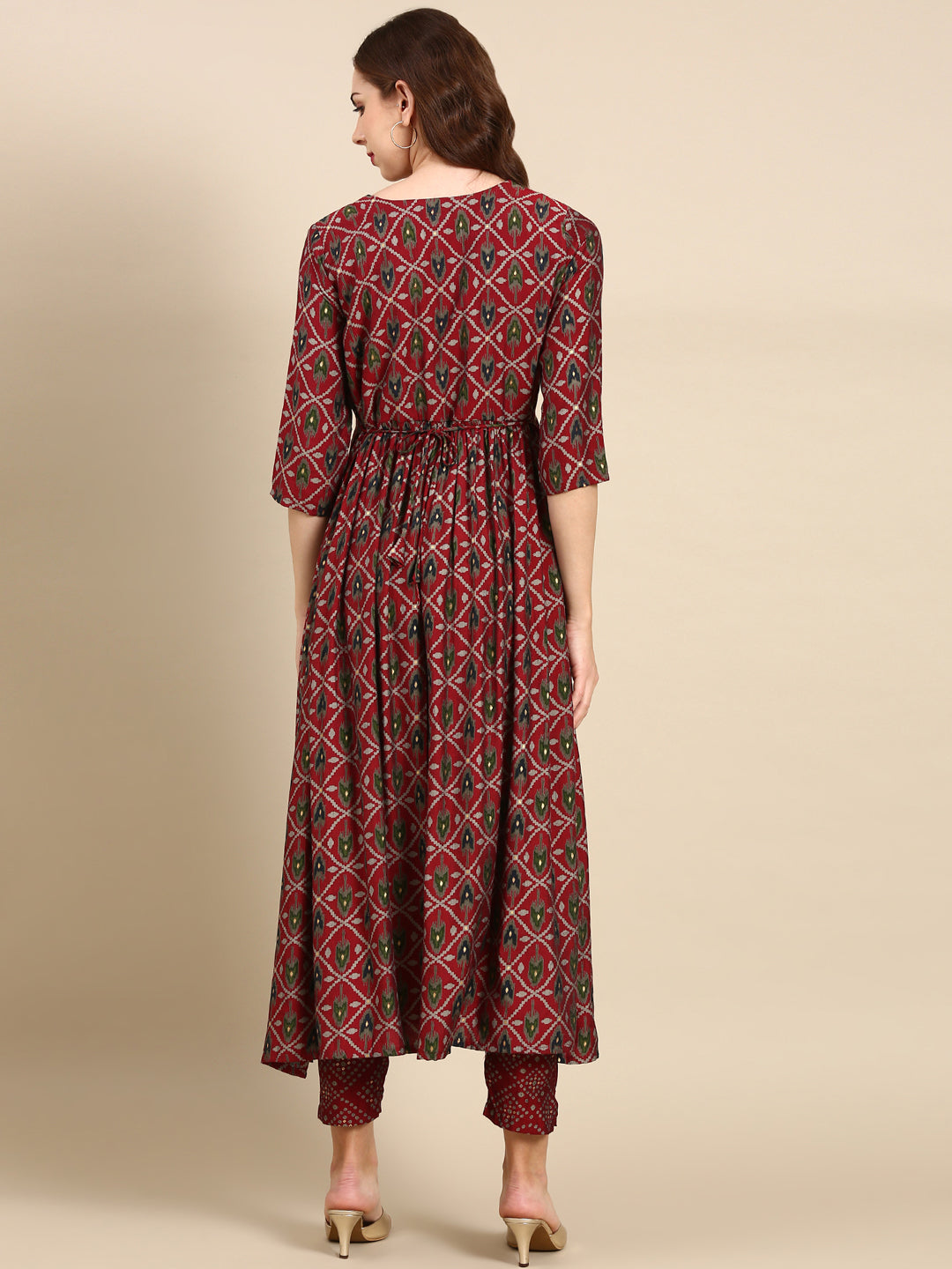 Women's Maroon Printed Kurta Set