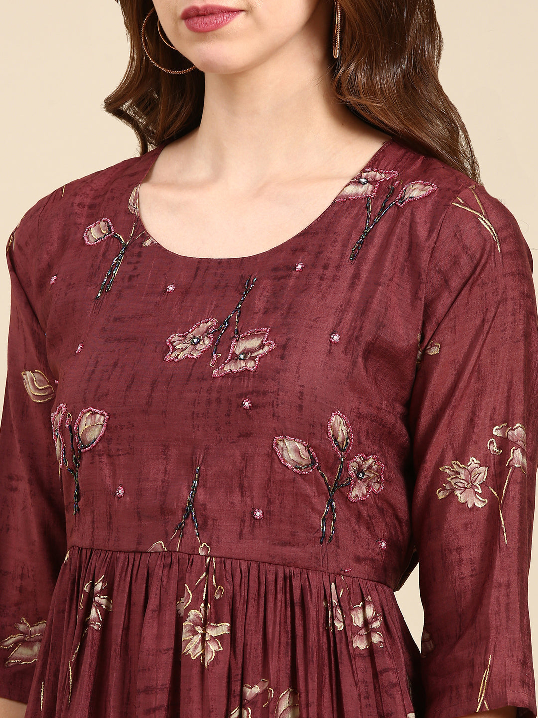 Women's Violet Printed Kurta Set