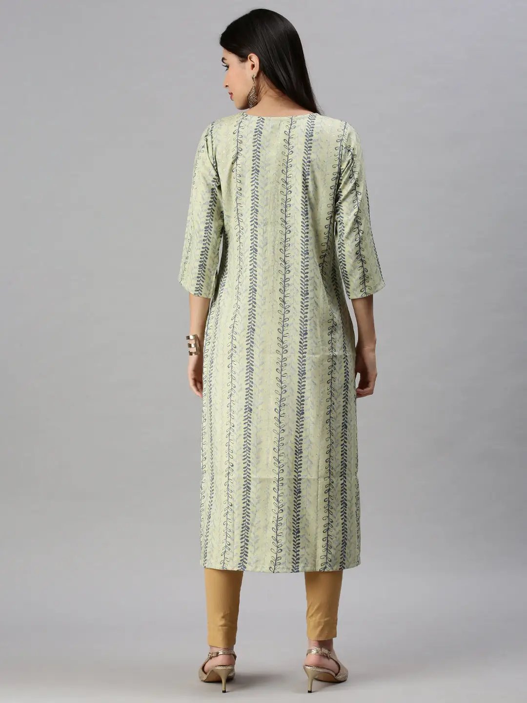 Women's Green Printed Straight Kurta