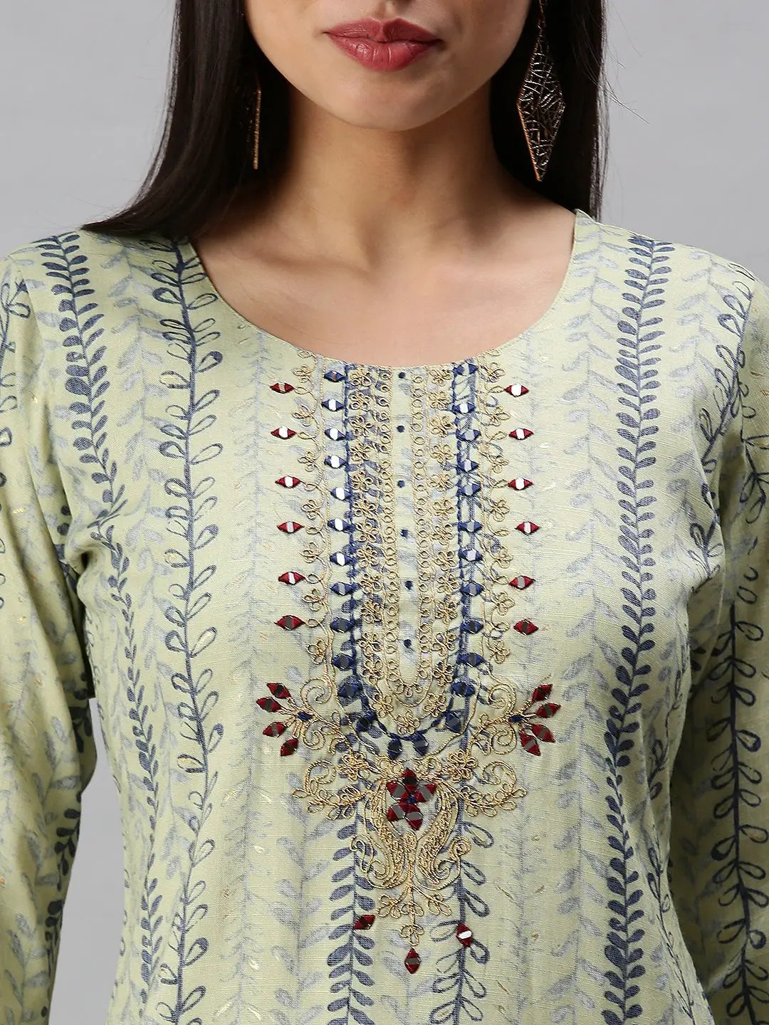 Women's Green Printed Straight Kurta