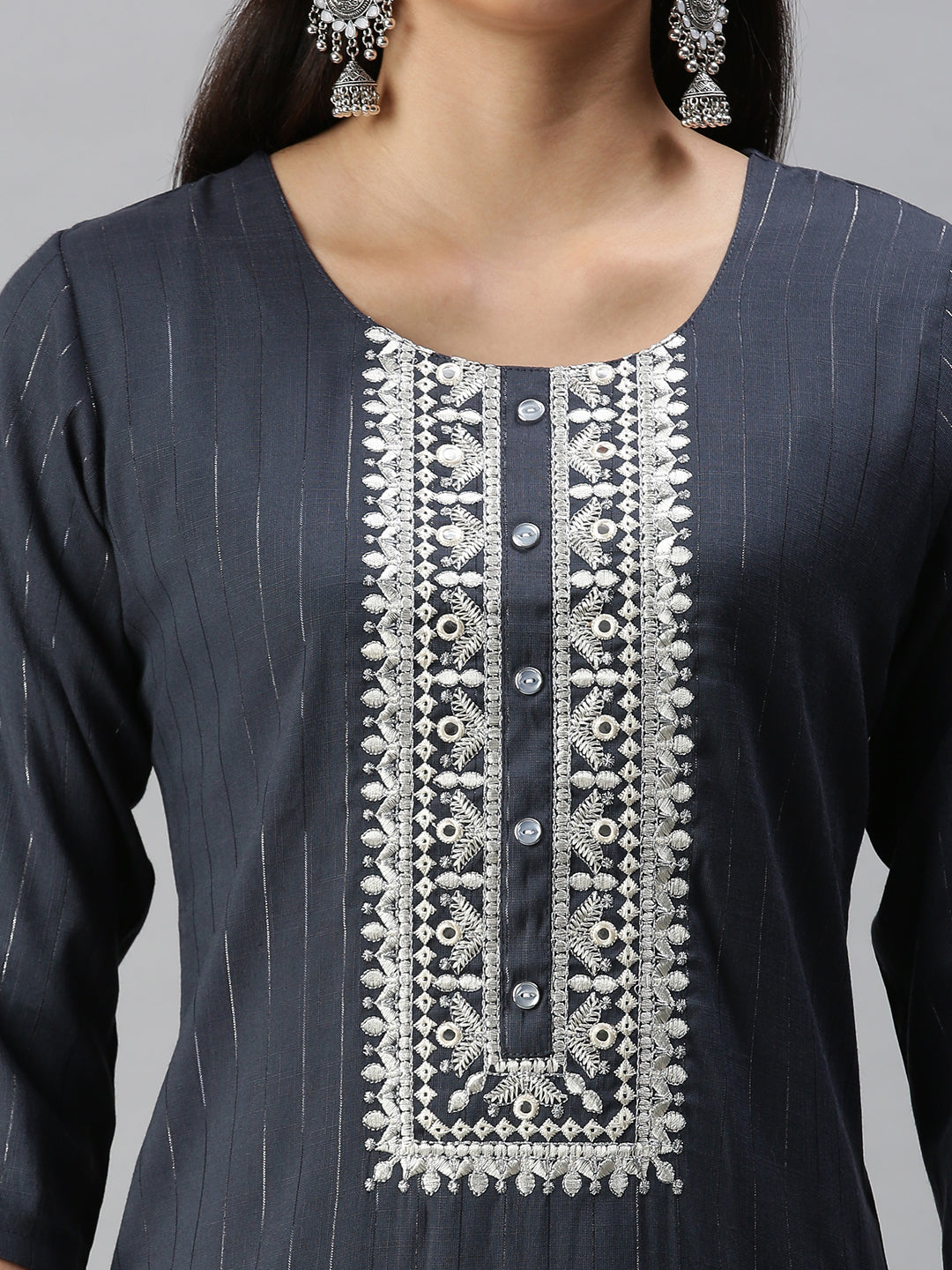 Women's Blue Striped Straight Kurta