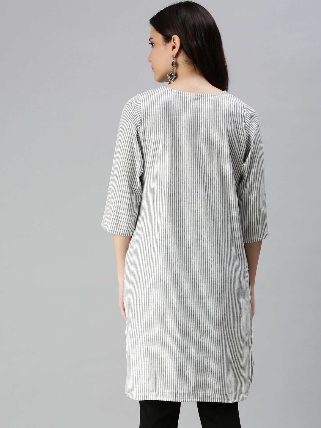 Women's White Printed Straight Kurti