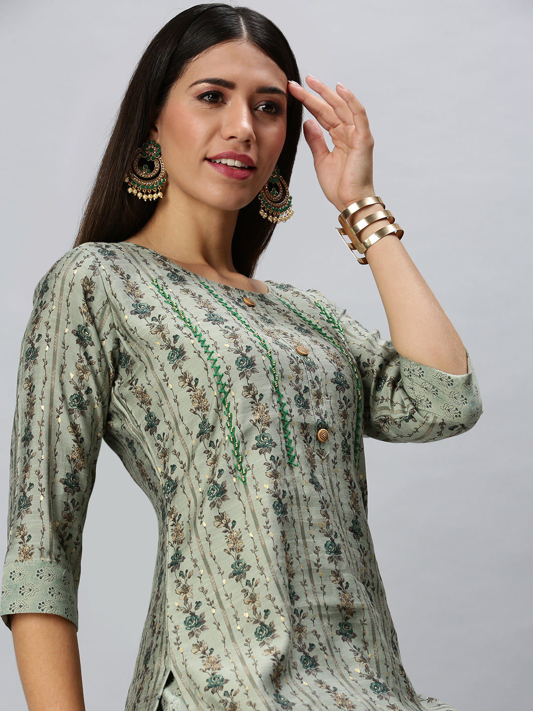 Women's Green Printed Kurta Sets