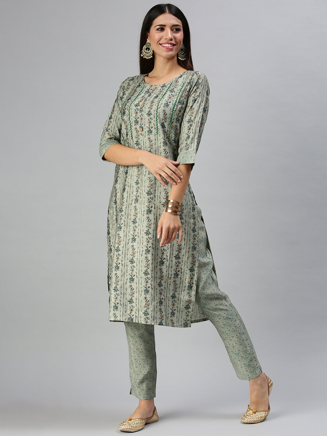 Women's Green Printed Kurta Sets