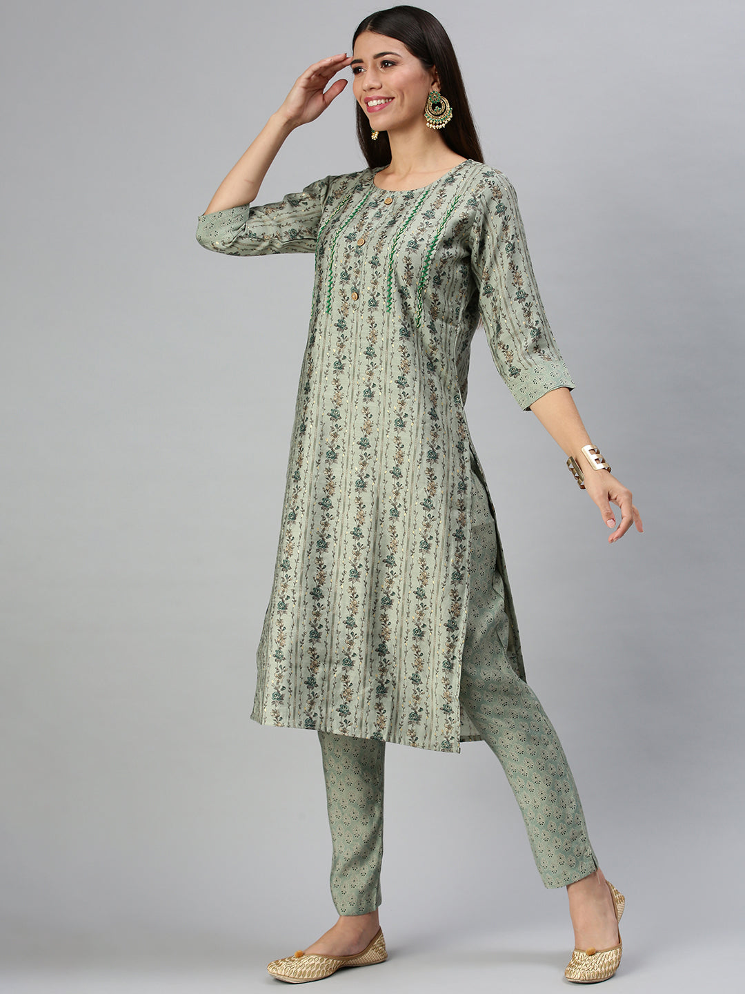 Women's Green Printed Kurta Sets