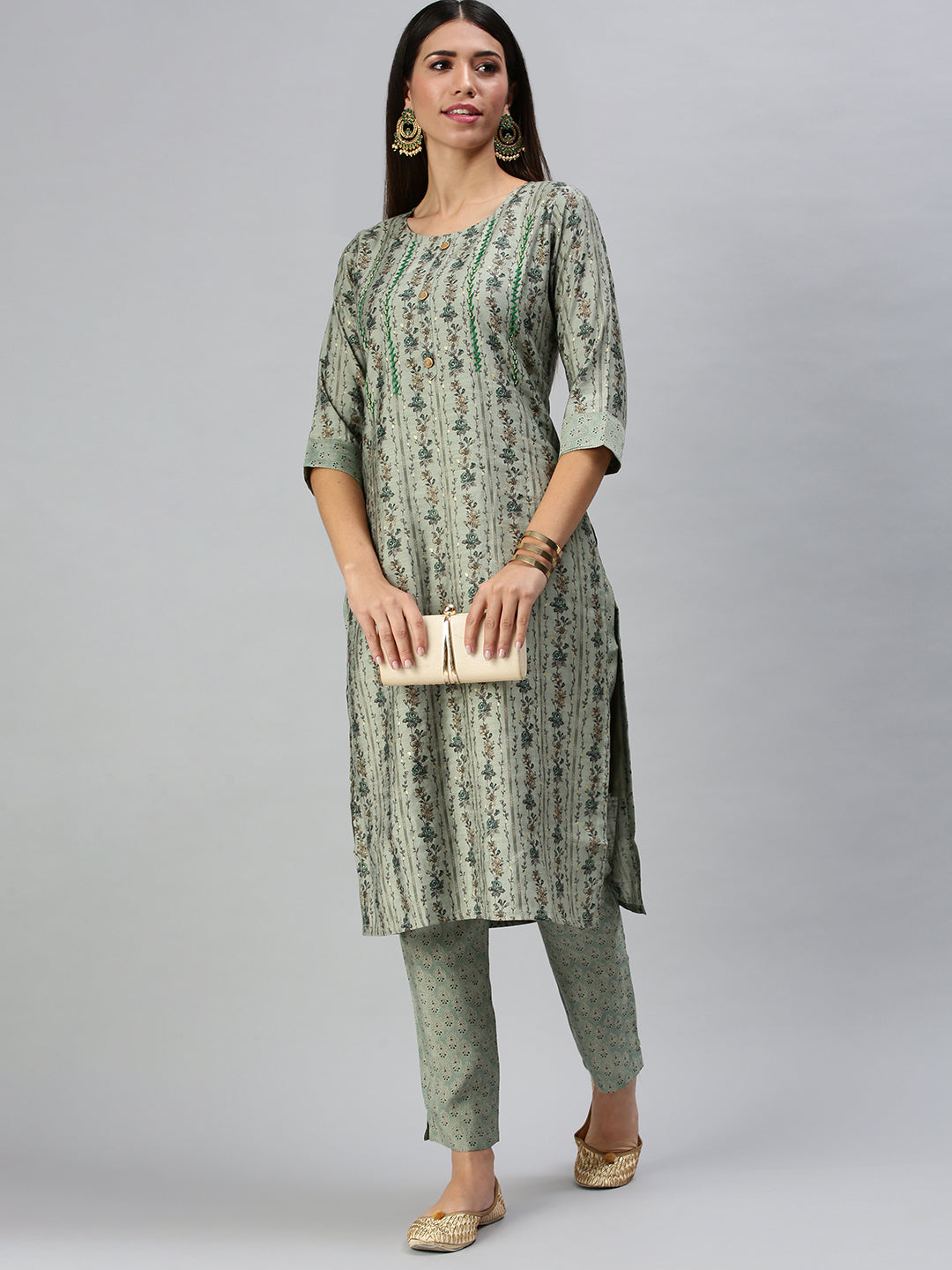 Women's Green Printed Kurta Sets