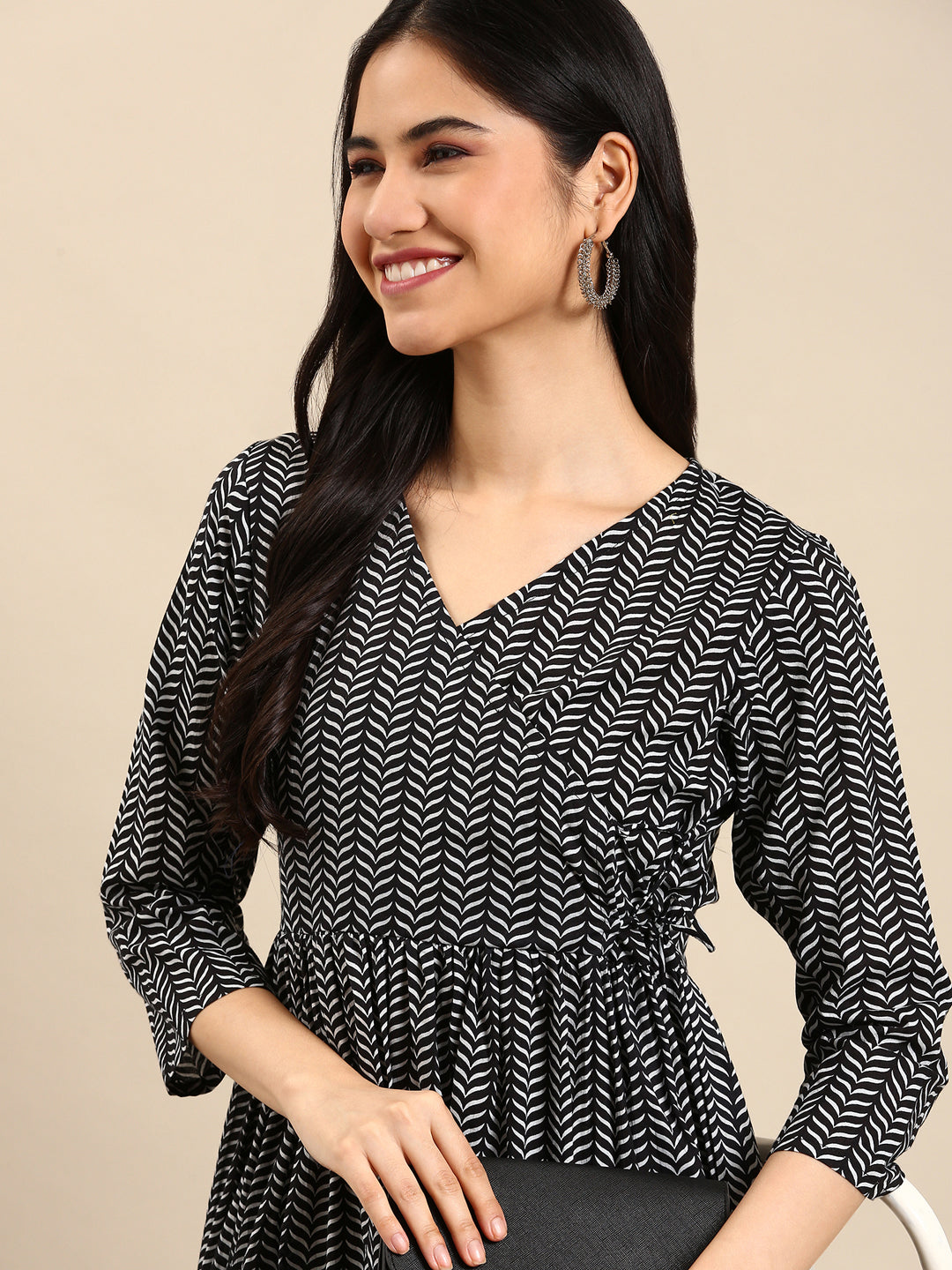 Women's Blue Printed A-Line Kurta