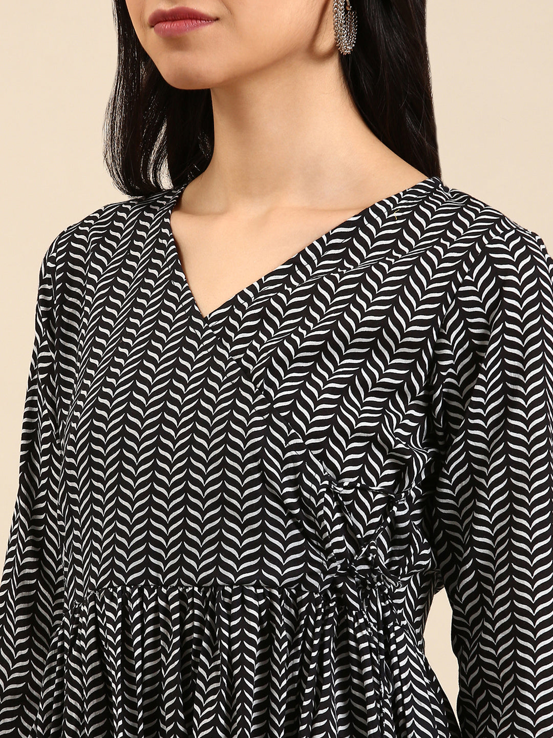 Women's Blue Printed A-Line Kurta