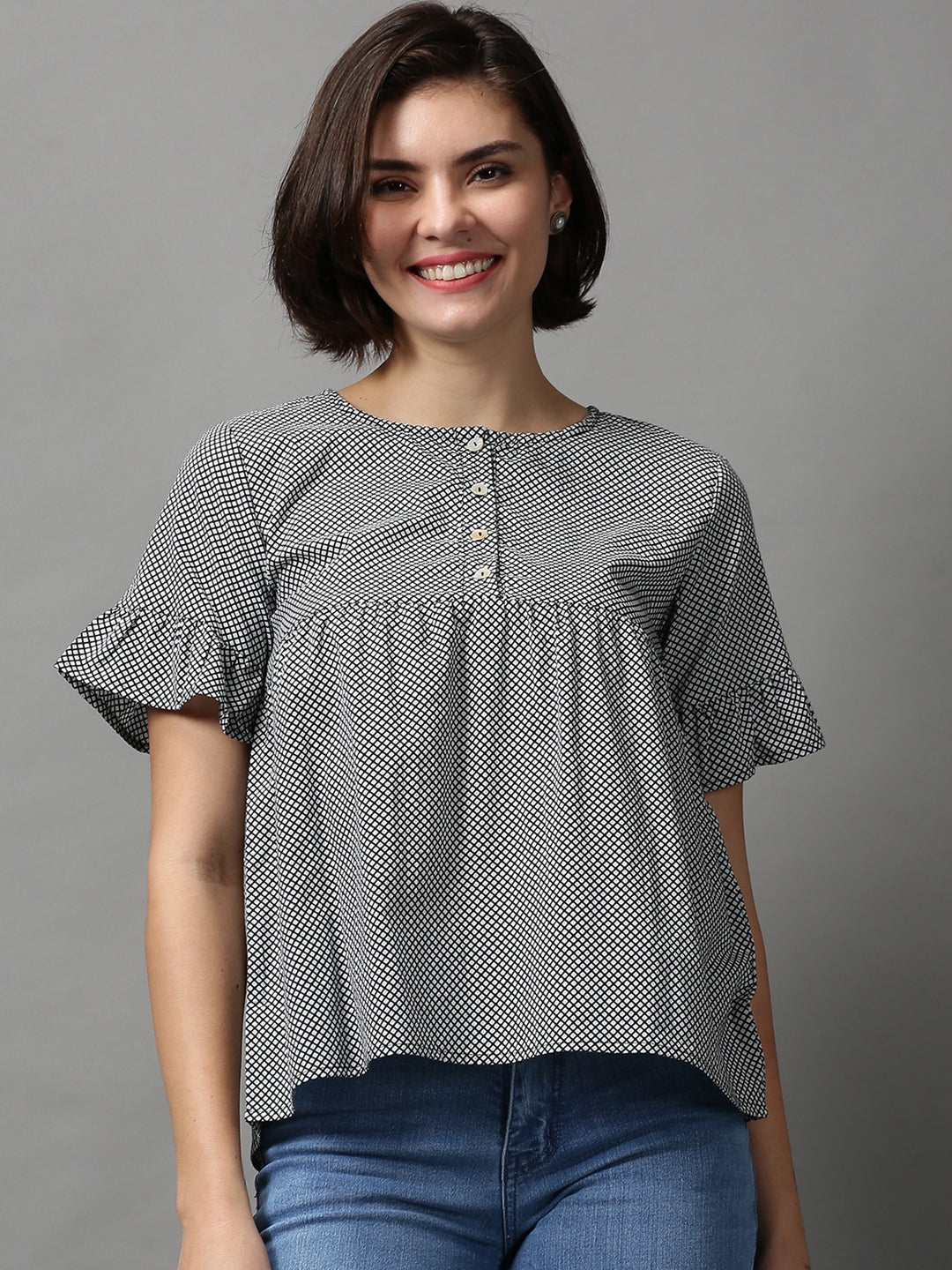 Women's White Checked Top