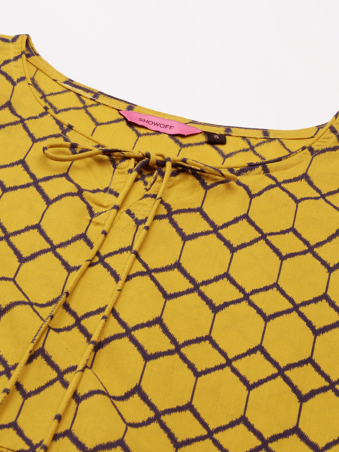 Women's Mustard Printed A-Line Kurta