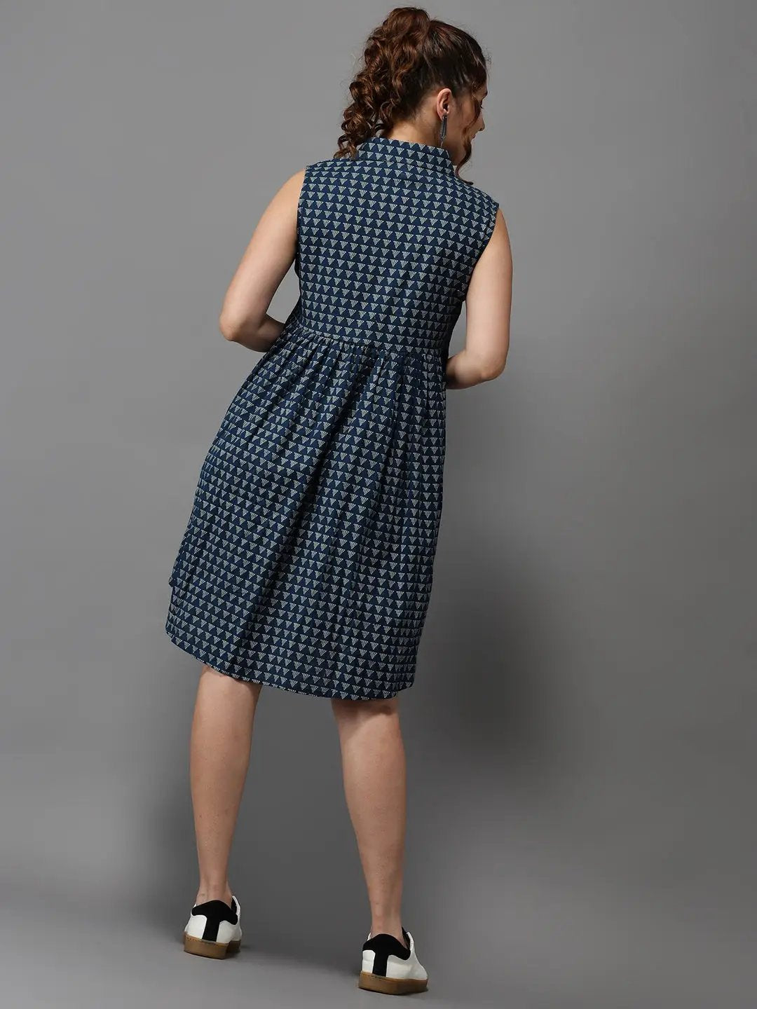 Women's Teal Printed A-Line Dress