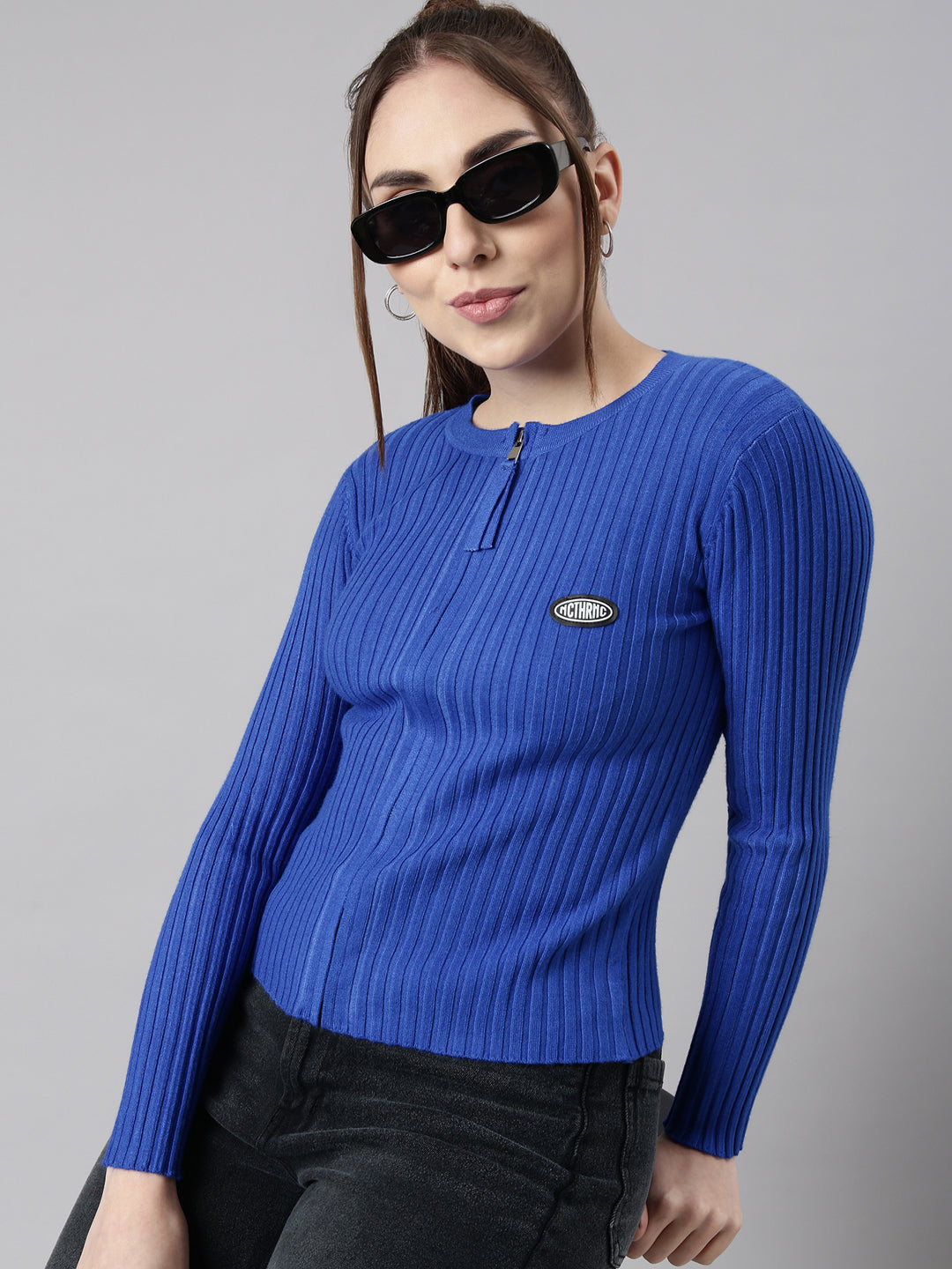 Women Blue Solid Top