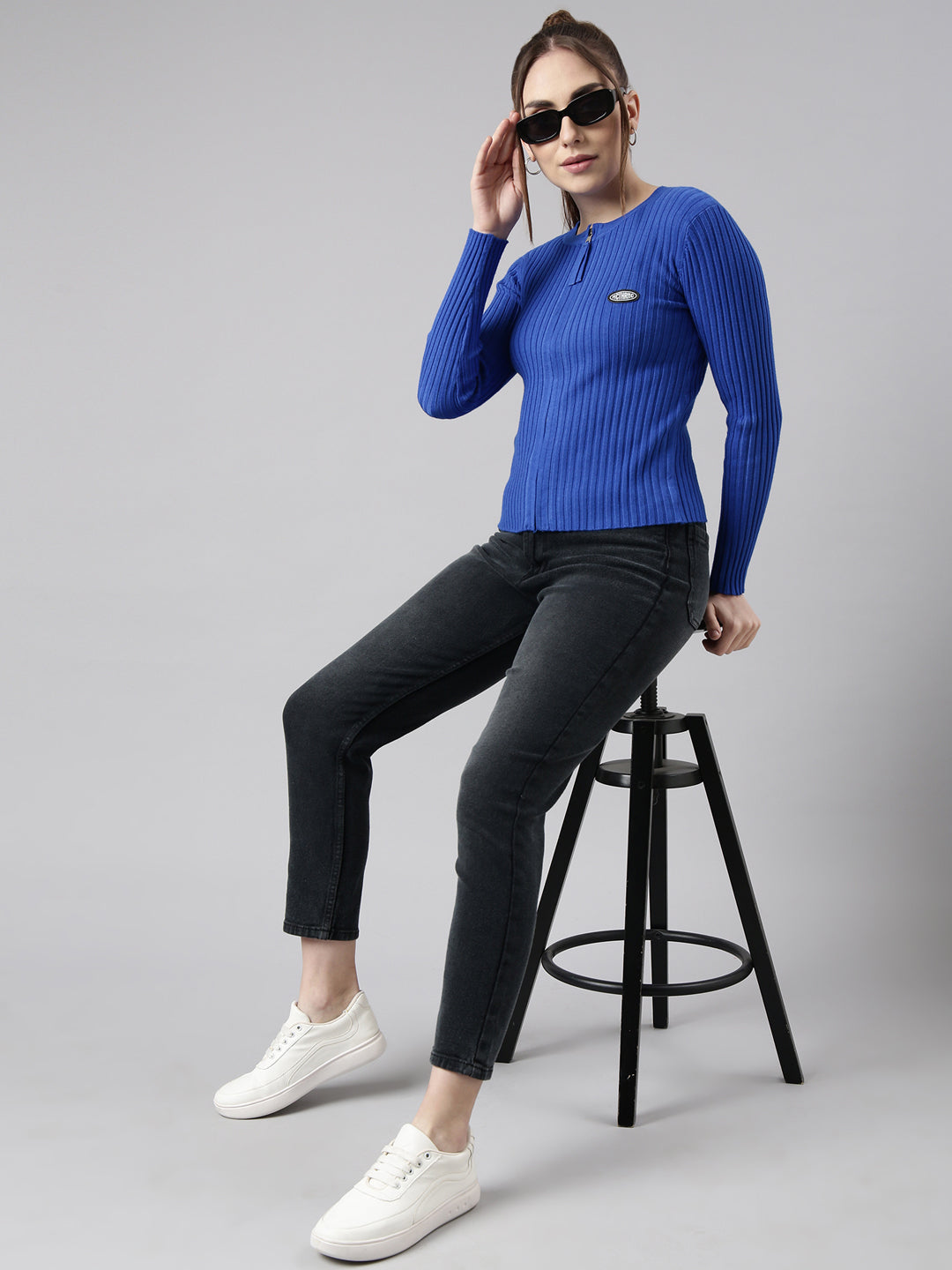 Women Blue Solid Top