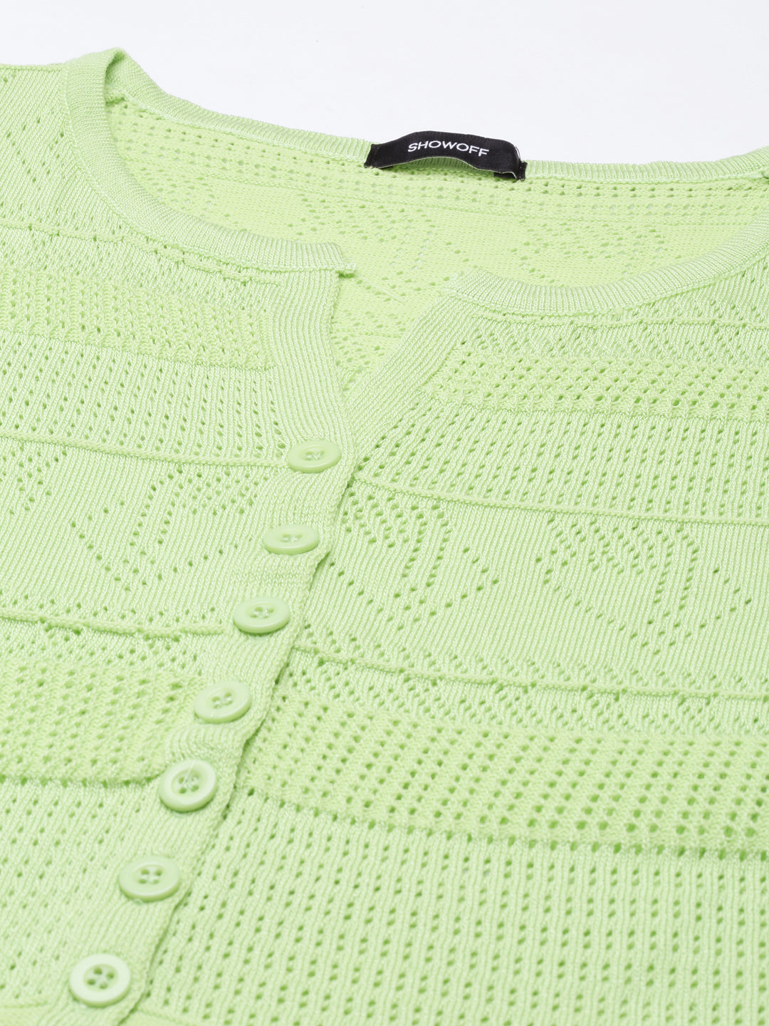 Women Lime Green Textured Crop Top