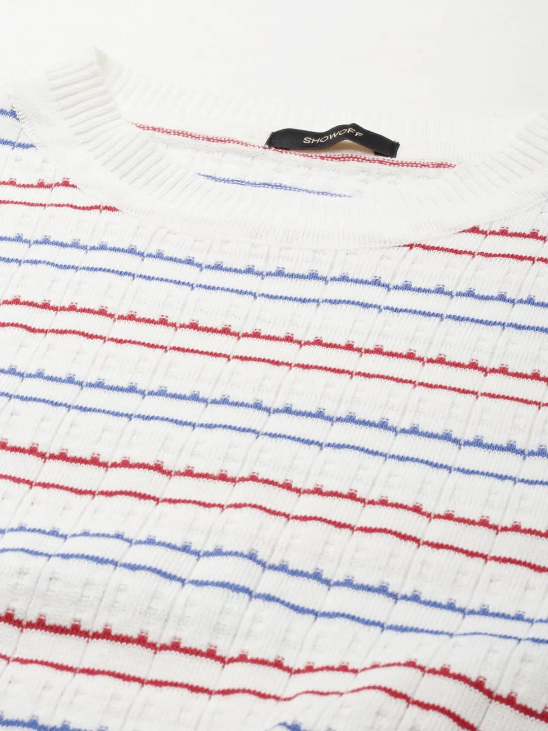 Women's White Striped Crop Top