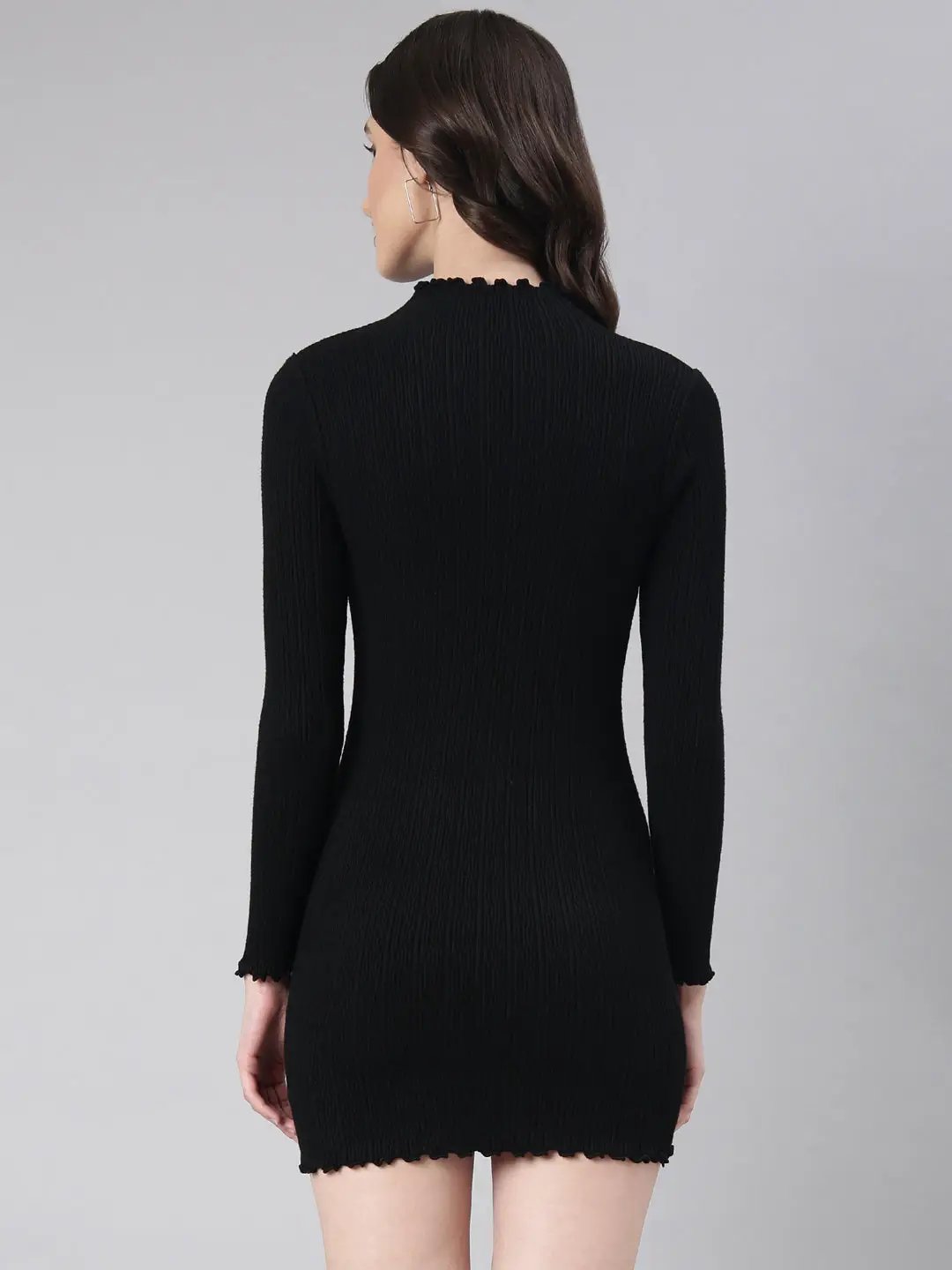 Women's Black Solid Bodycon Dress