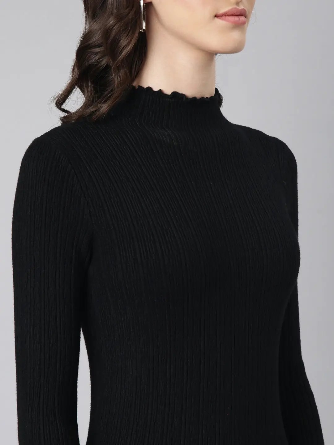 Women's Black Solid Bodycon Dress