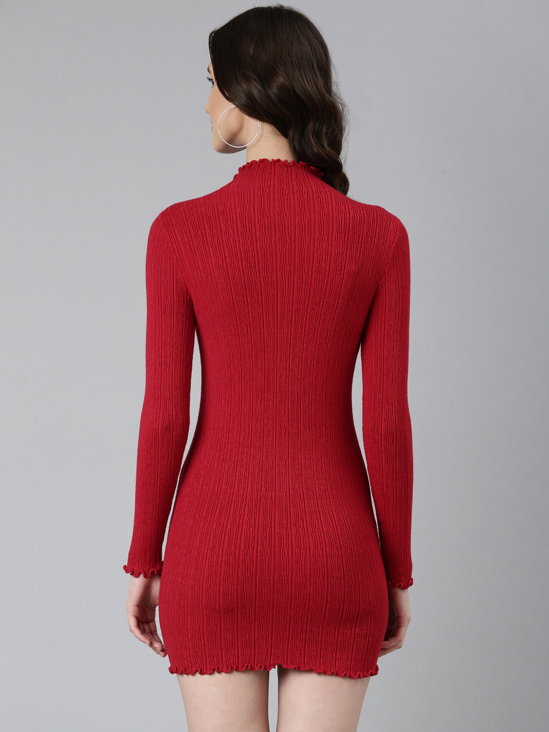 Women's Red Solid Bodycon Dress