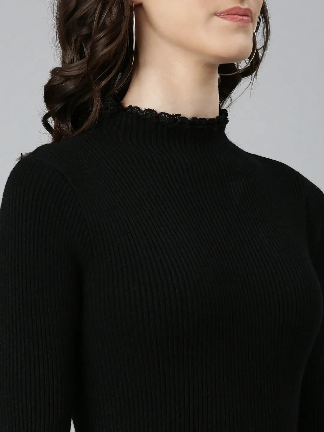 Women's Black Solid Bodycon Dress