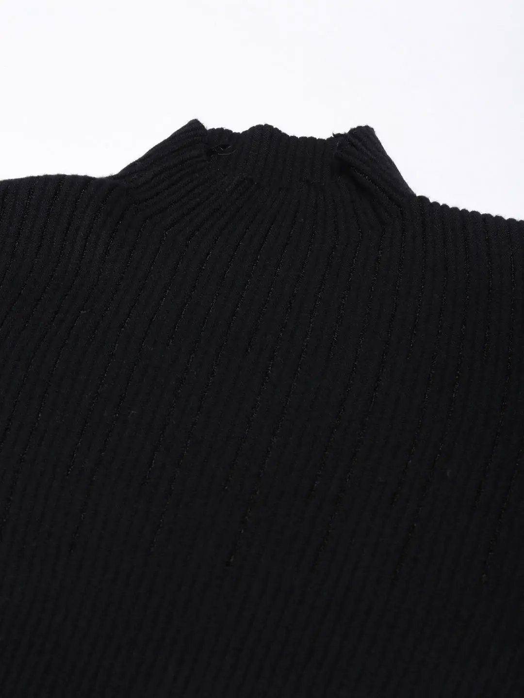 Women's Black High Neck Fitted Top