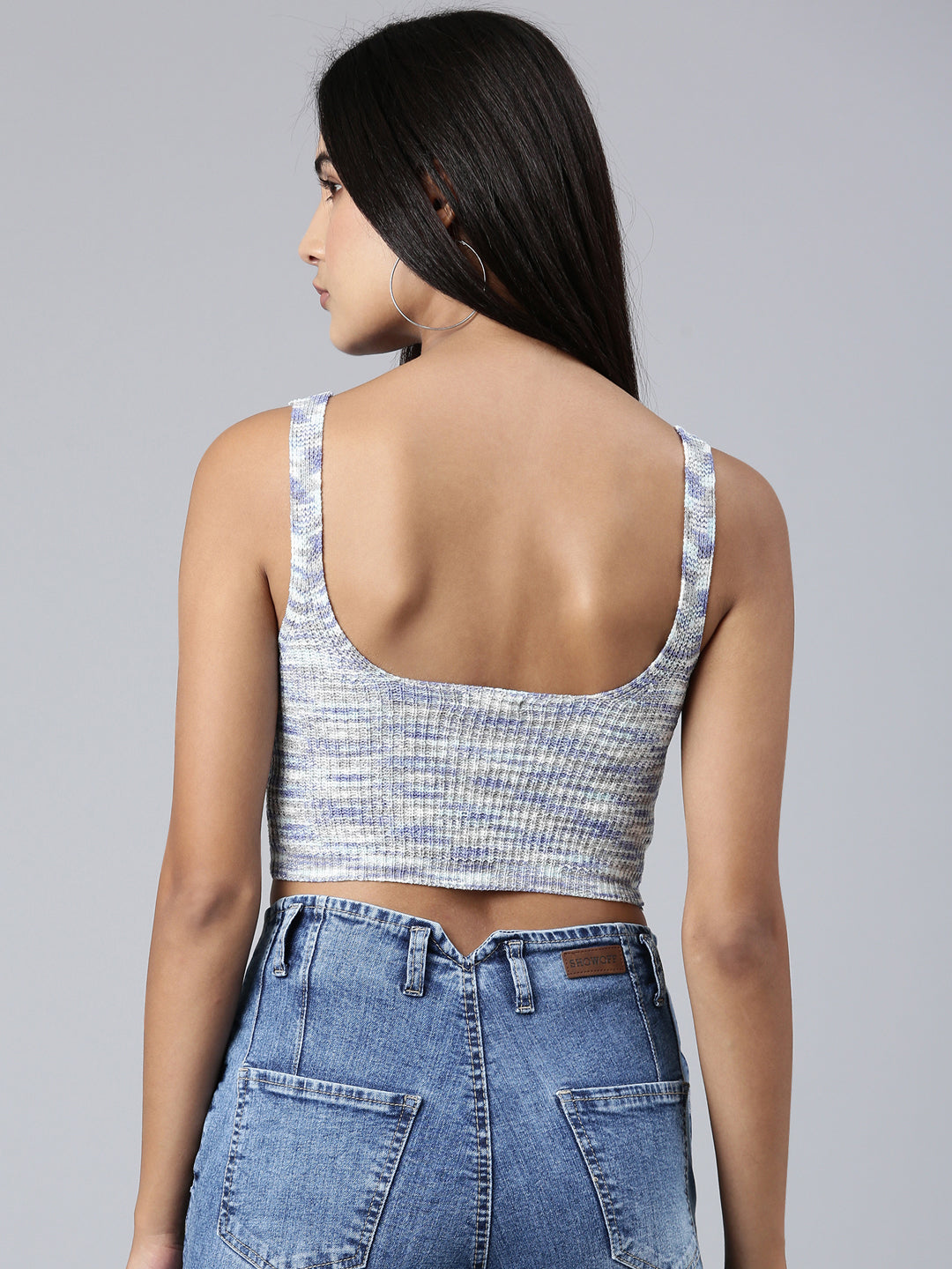 Women Blue Textured Bralette Crop Top