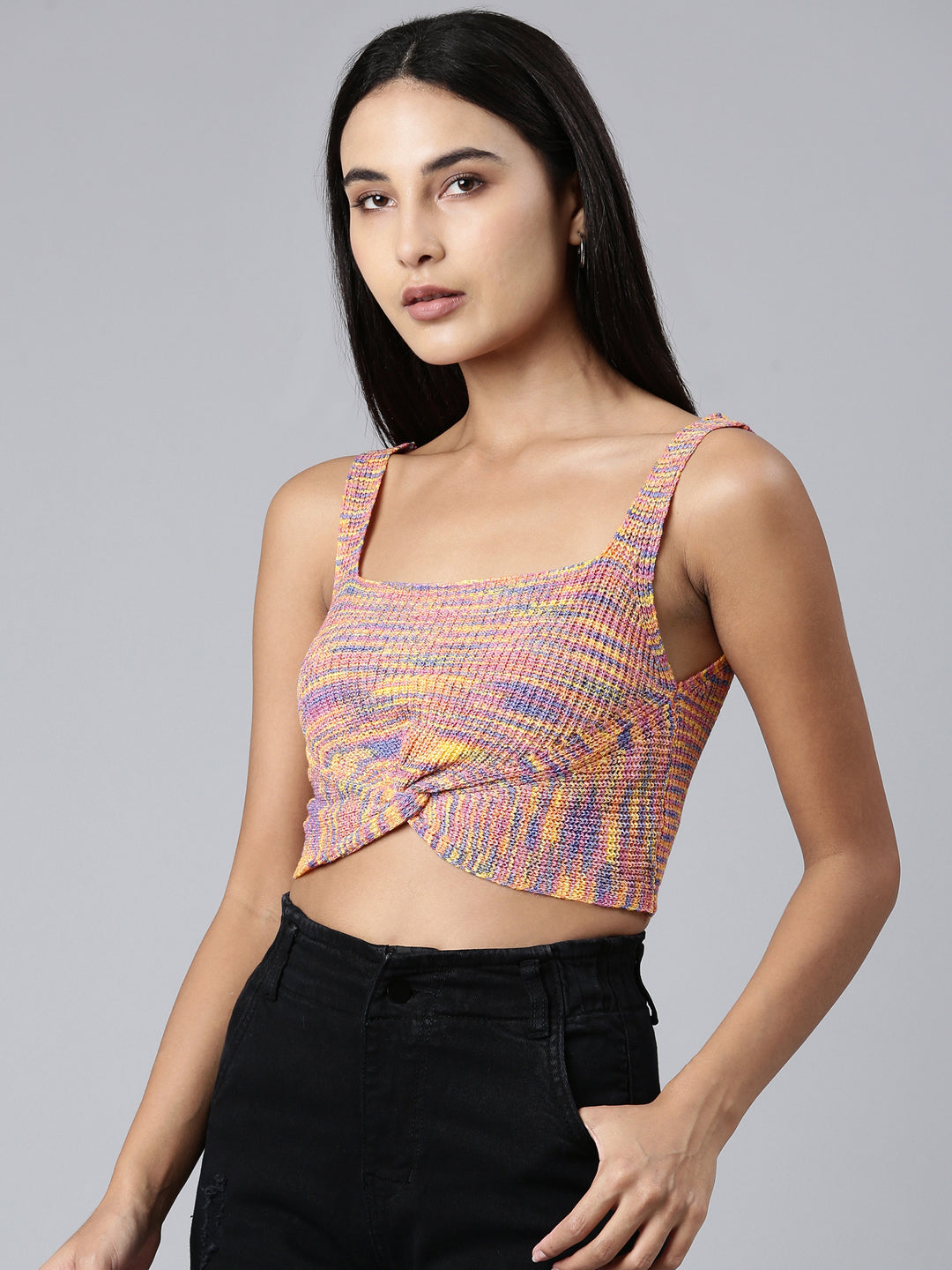 Women Multi Textured Bralette Crop Top