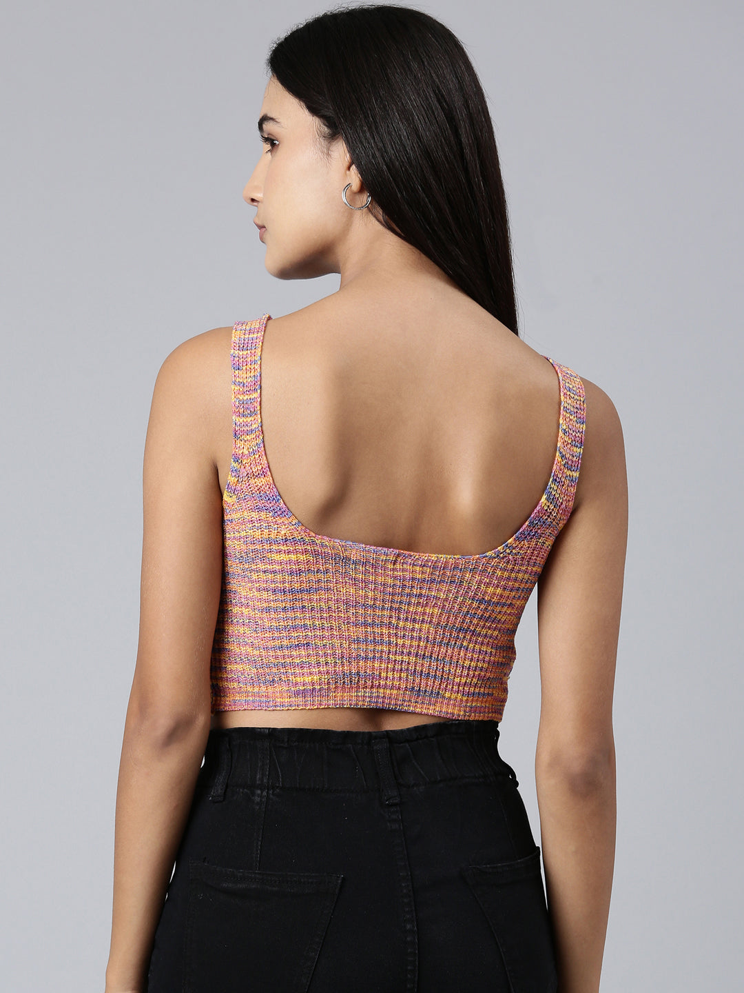 Women Multi Textured Bralette Crop Top