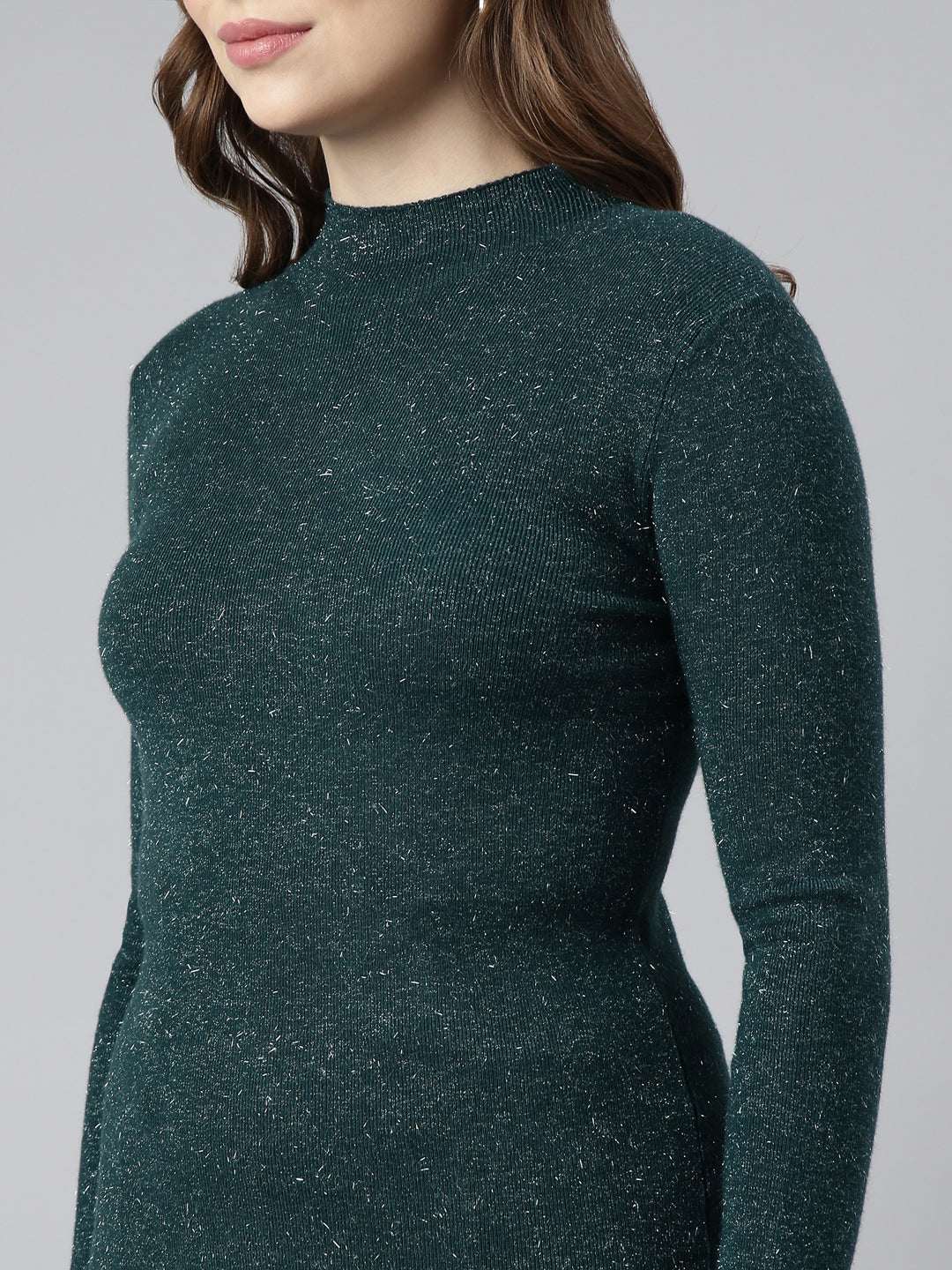 Women Green Solid Fitted Top