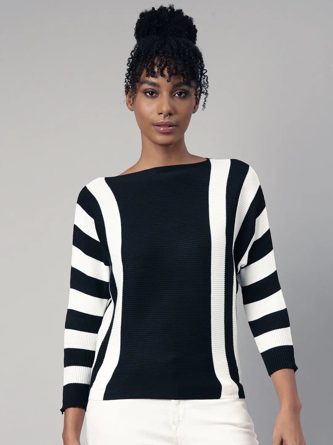 Women's Black Vertical Stripes Top