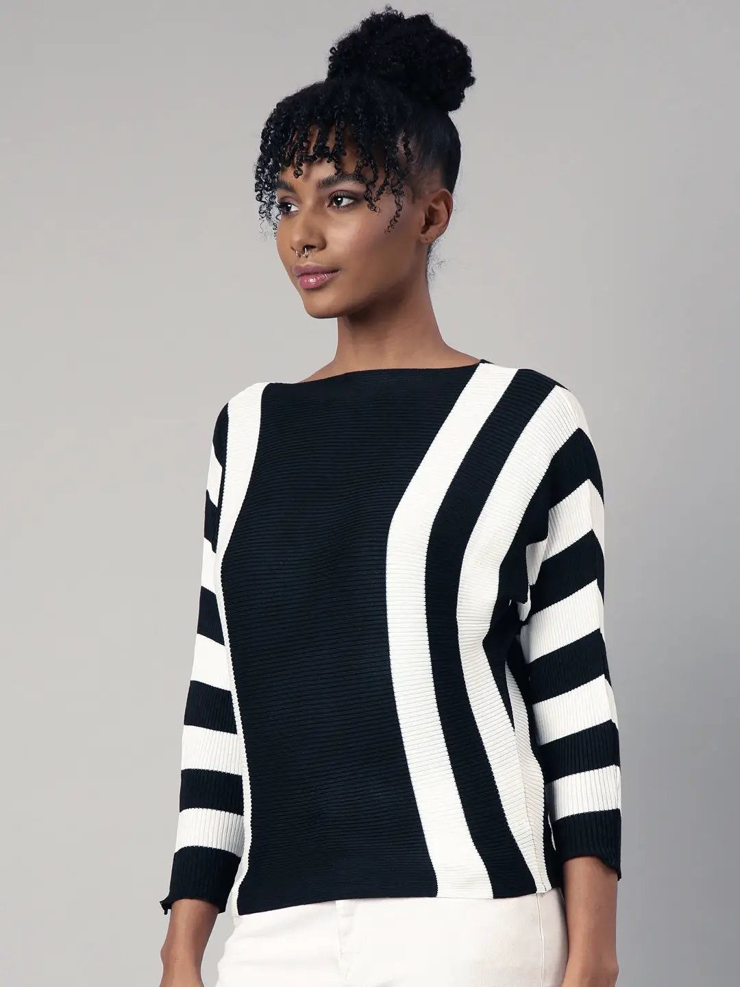 Women's Black Vertical Stripes Top