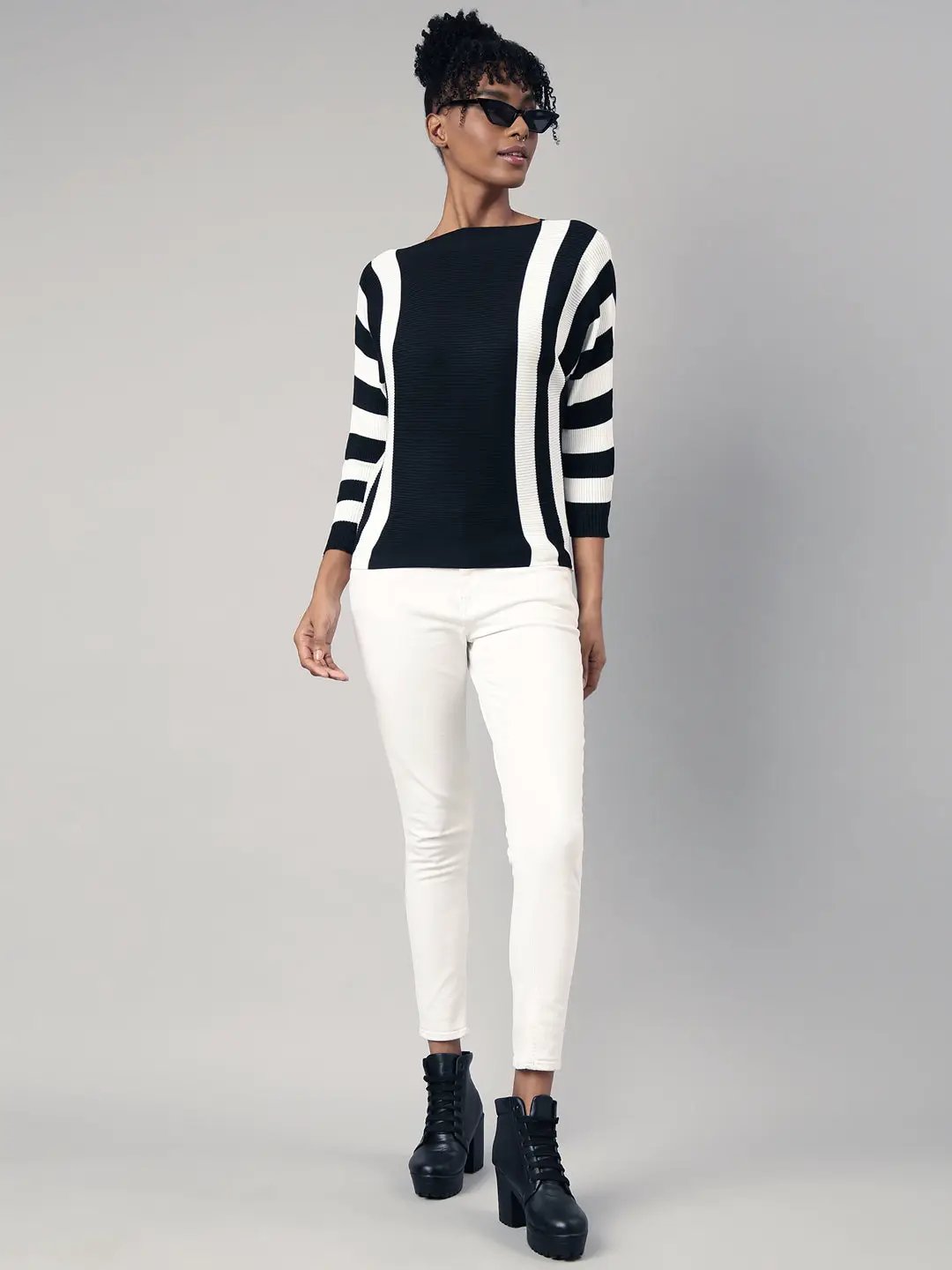 Women's Black Vertical Stripes Top