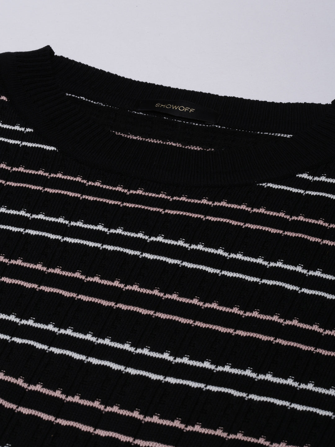 Women Black Horizontal Stripes Top